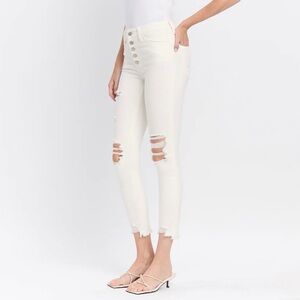 Flying Monkey White High Rise Distressed Button up Jeans - New Without tags